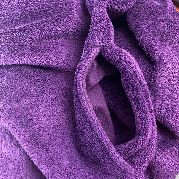 OSCAR DE LA RENTA Robe Coverup Full Zip Pockets Fleece Midi Purple Size L/XL - Picture 5 of 5